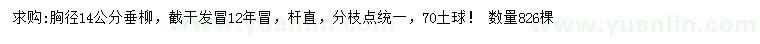 求購胸徑14公分垂柳