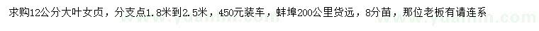 求購(gòu)12公分大葉女貞