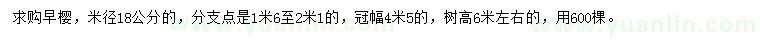 求購(gòu)米徑18公分早櫻