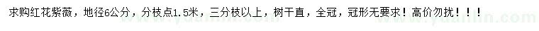 求購地徑6公分紅花紫薇