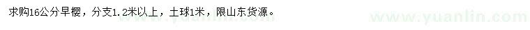 求購16公分早櫻