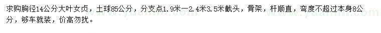 求購(gòu)胸徑14公分大葉女貞