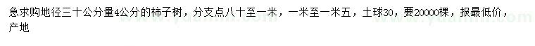 求購30量4公分柿子樹