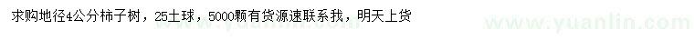 求購(gòu)地徑4公分柿子樹(shù)