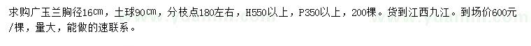求購胸徑16公分廣玉蘭