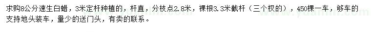 求購(gòu)8公分速生白蠟