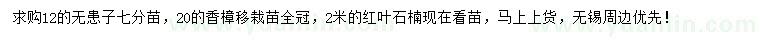 求購(gòu)無(wú)患子、香樟、紅葉石楠