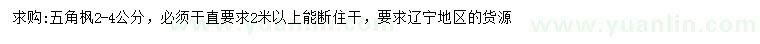 求購2-4公分五角楓