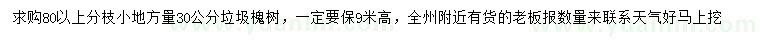 求購(gòu)30公分垃圾槐樹