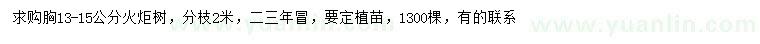 求購胸13-15公分火炬樹