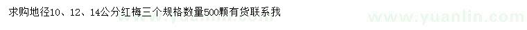 求購(gòu)地徑10、12、14公分紅梅