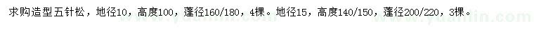 求購地徑10、15公分造型五針?biāo)? />
                        <br />
                        <label style=