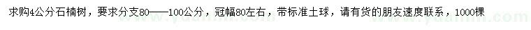 求購4公分石楠