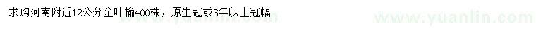 求購12公分金葉榆
