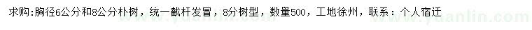 求購胸徑6、8公分樸樹