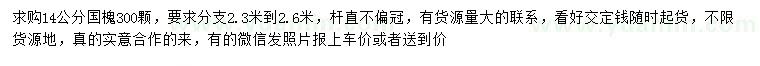求購14公分國槐