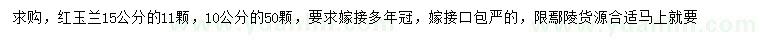 求購10、15公分紅玉蘭