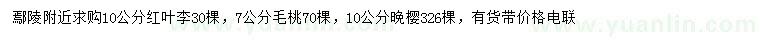 求購(gòu)紅葉李、毛桃、晚櫻