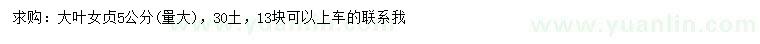 求購5公分大葉女貞