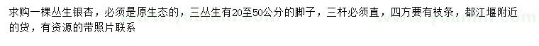 求購叢生銀杏