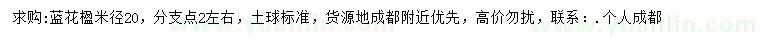 求購米徑20公分藍(lán)花楹