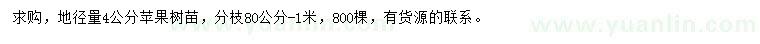 求購(gòu)4公分蘋果樹苗