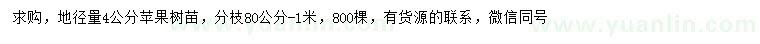 求購(gòu)地徑4公分蘋果樹