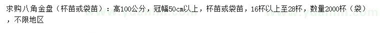 求購高100公分八角金盤