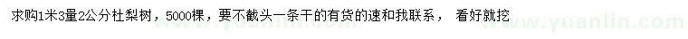 求購1.3米量2公分杜梨