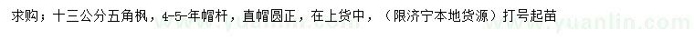 求購(gòu)13公分五角楓