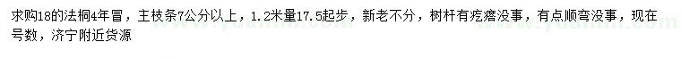 求購1.2米量17.5公分以上法桐