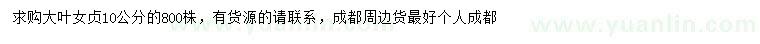求購10公分大葉女貞