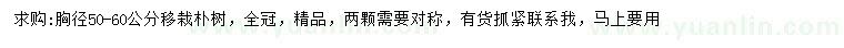 求購胸徑50-60公分樸樹