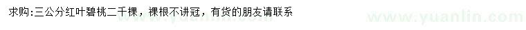 求購3公分紅葉碧桃