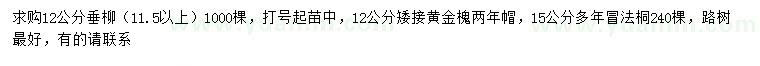 求購12公分垂柳