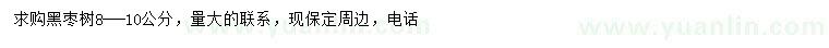 求購(gòu)8-10公分黑棗樹