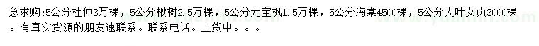 求購杜仲、楸樹、元寶楓等