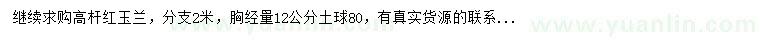 求購胸徑12公分高桿紅玉蘭