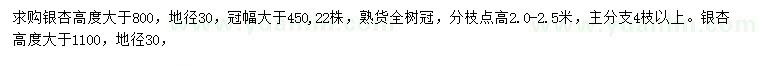 求購地徑30公分銀杏