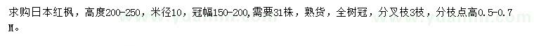 求購米徑10公分日本紅楓
