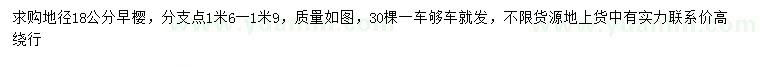 求購地徑18公分早櫻