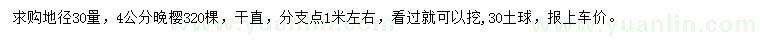 求購4公分晚櫻