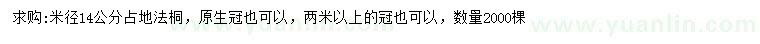 求購米徑14公分法桐