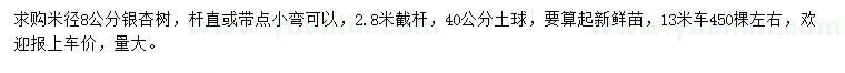 求購米徑8公分銀杏