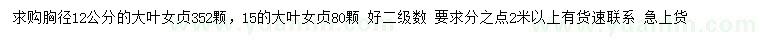 求購胸徑12、15公分大葉女貞