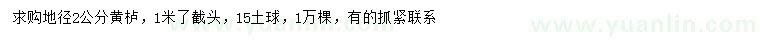 求購(gòu)地徑2公分黃櫨