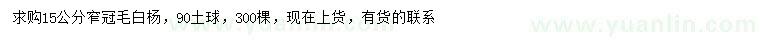 求購15公分窄冠毛白楊