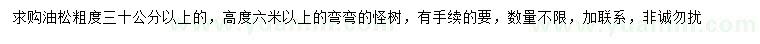 求購(gòu)30公分以上油松