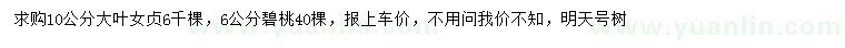 求購(gòu)10公分大葉女貞、6公分碧桃