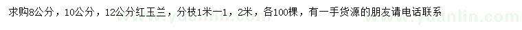 求購8、10、12公分紅玉蘭